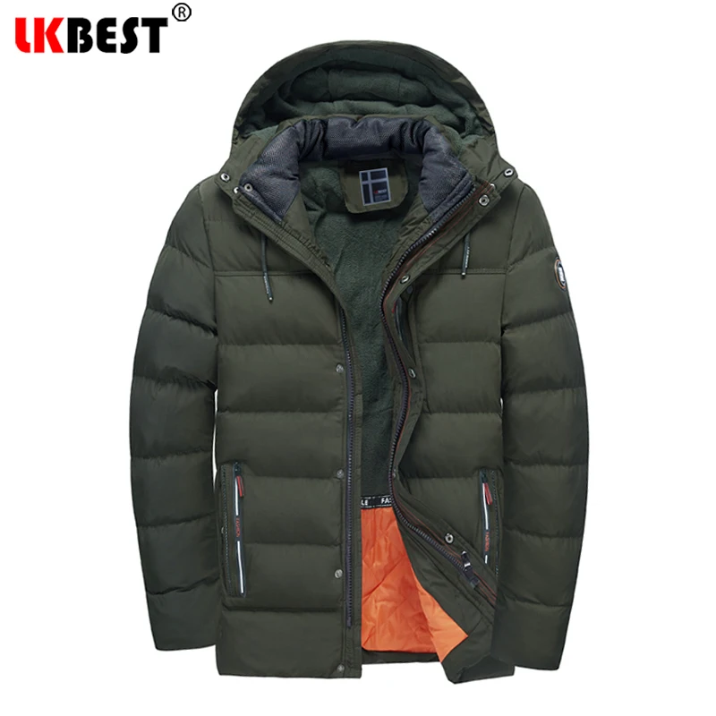 Новинка Утепленное зимнее пальто LKBEST Мужская толстовка парки ветрозащитная