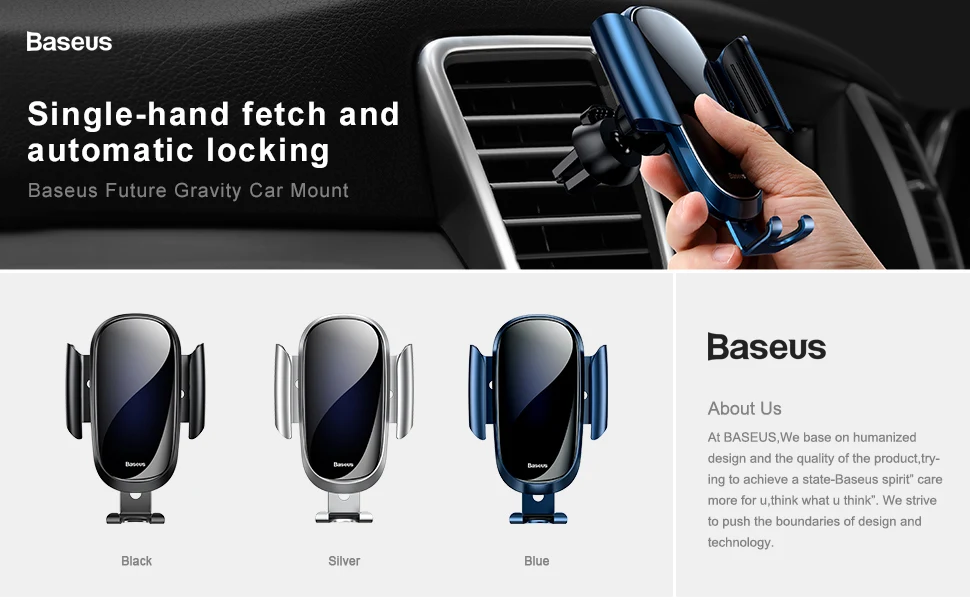 Автомобильный держатель для телефона Baseus для iPhone 11 Pro Max X 8 Xiaomi Redmi Gravity Air Vent Автомобильный держатель Подставка для мобильного телефона Автомобильная поддержка