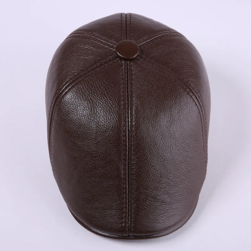 

Новое поступление, зимняя кожаная шапка, мужская Кепка с козырьком из 100% натуральной кожи, Мужская зимняя теплая шапка для пожилых, утепленная шапка, 4 цвета