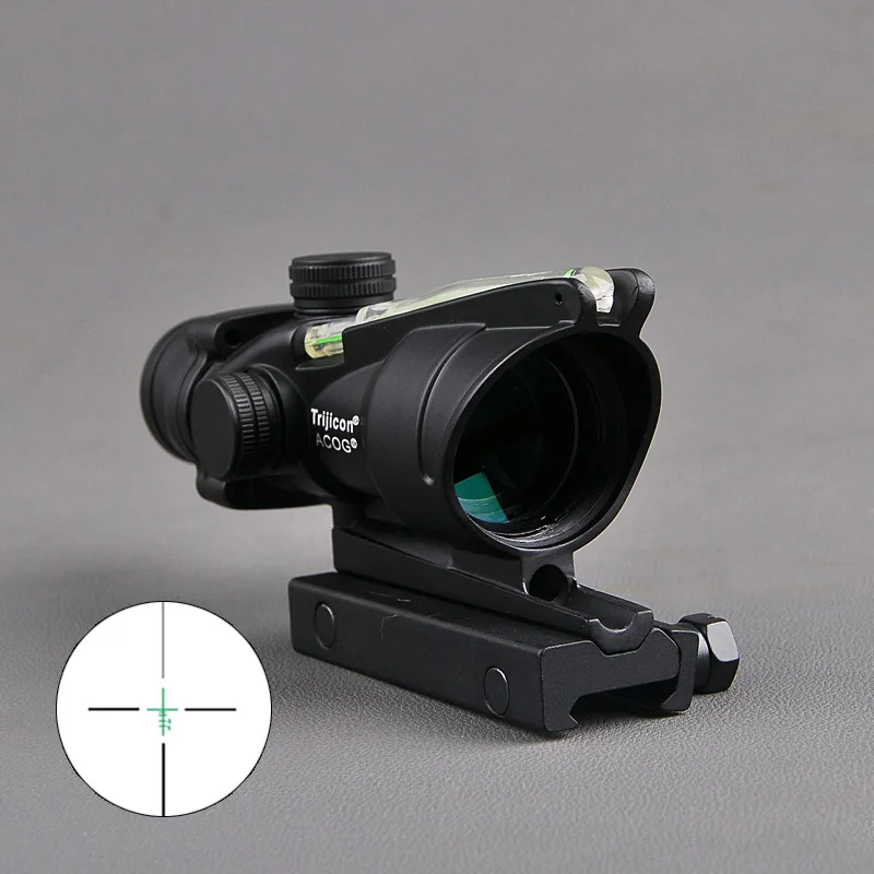 Trijicon ACOG 4X32 оптика из настоящего Волокна Красная точка с подсветкой шеврон стекло травленая сетка тактический оптический прицел охотничий прицел - Color: Green-Cross