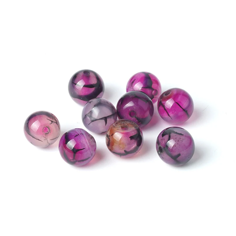 Женские шарики с шариками TopGoods из натурального камня цвета фуксии агата черного