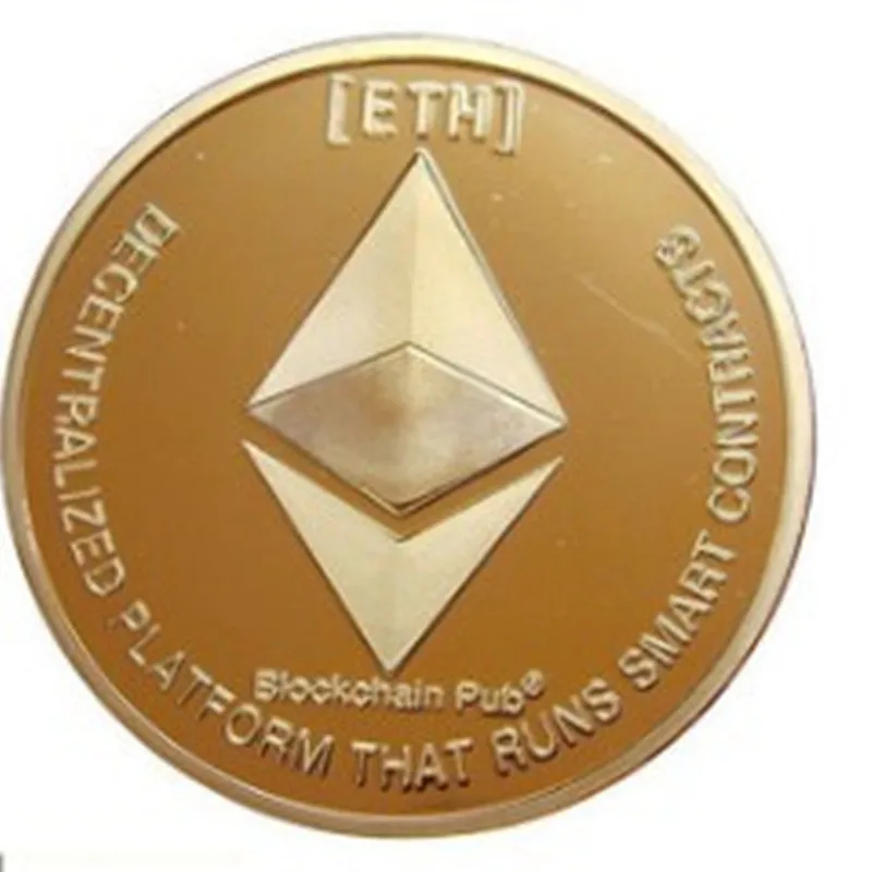 1 шт. монета эфириума Интернет тема ETH ripple покрытая 24 каратным золотом 40 мм