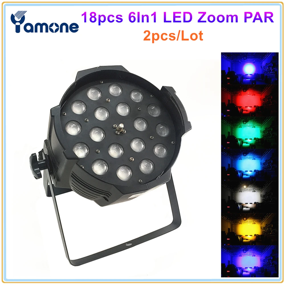 

2pcs/Lot New 18x18W RGBWA+UV 6In1 Led Zoom Par Light Indoor 18pcs Led DMX Wash Par Can With Zoom DJ Stage Lighting Fixture