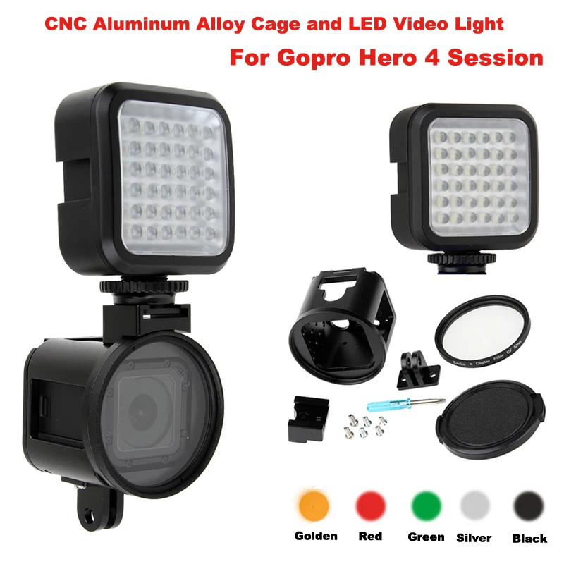 

Аксессуар для камеры Go pro hero 4 Session, корпус из сплава с ЧПУ, чехол, корпус, УФ-Крышка для объектива, металлическая клетка, светильник ка для GoPro ...