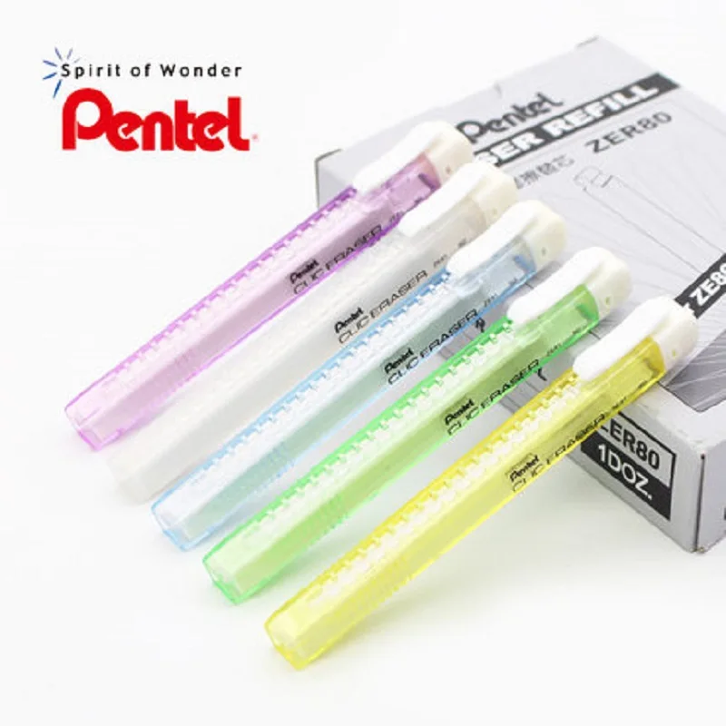 Wholesale Pentel ZE81 pen shape safe refillable eraser 5 colors 20pcs/lot