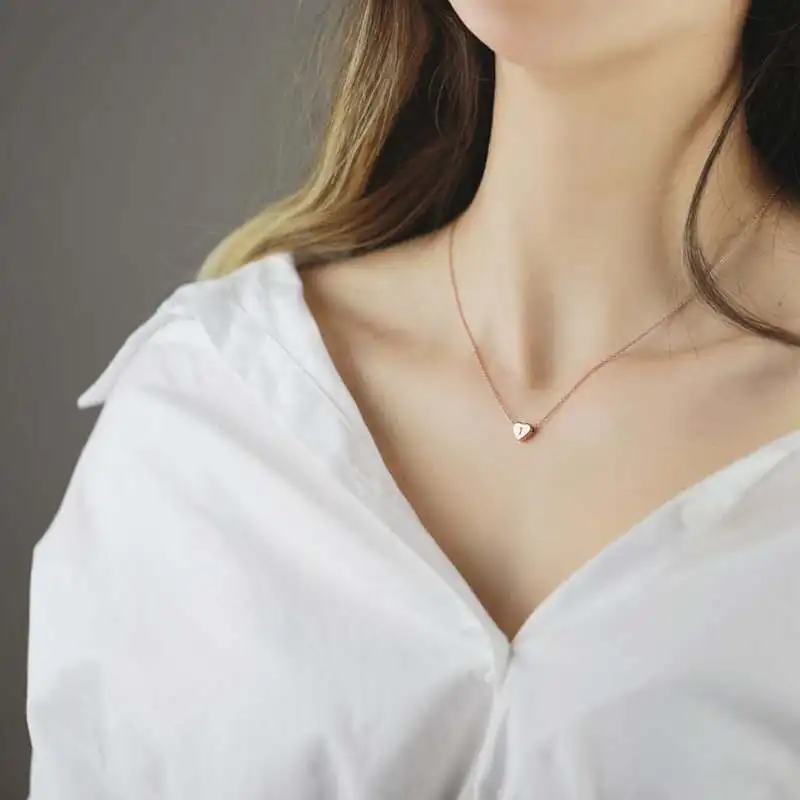 (26Pcs) Heart Necklace A-Z Love Initial Letters for Mom Baby Girl Hand Stamped Capital Letter | Украшения и аксессуары