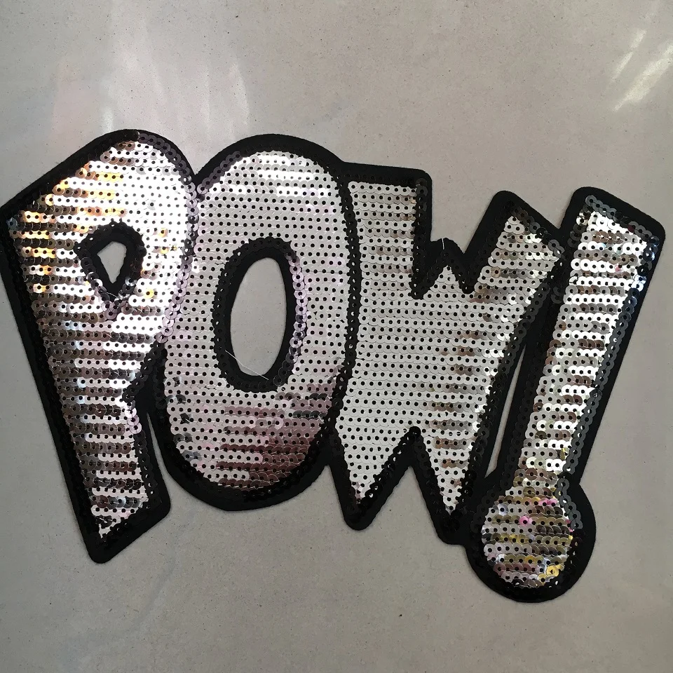 1 шт большие блестки POW! Нашивки для одежды, сумки, футболки, гладить на Заплатке, DIY украшения, Аппликации, мода