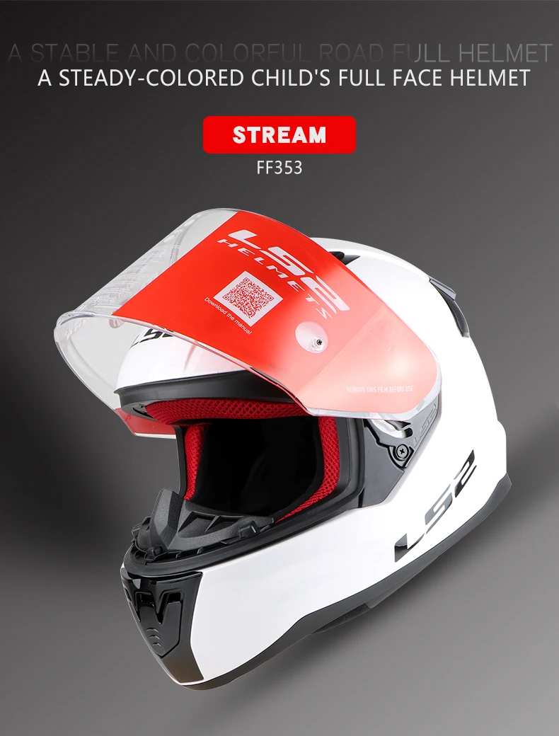 LS2 FF353 full face motorcycle helmet ABS reinforced shell KIDS HELMET XS man woman racing motorbike helmet ECE approval