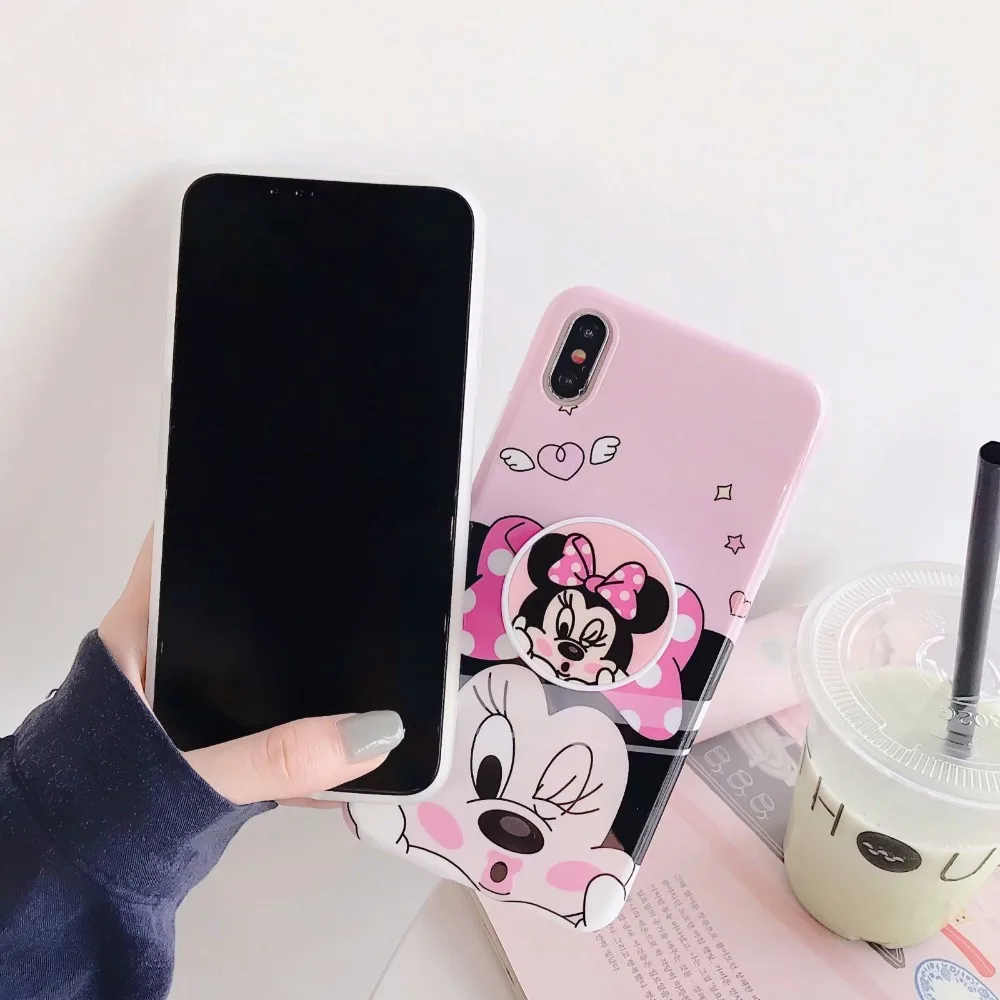 Роскошные прекрасный мультфильм микки кольцо чехол для iPhone X XS XR 6 S 7 8 плюс MAX