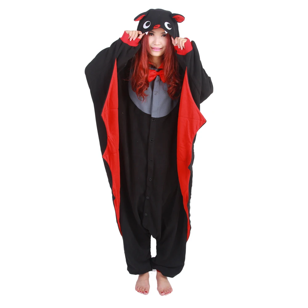 Черная летучая мышь унисекс Толстовка Kigurumi пижамы для Для женщин взрослых зима