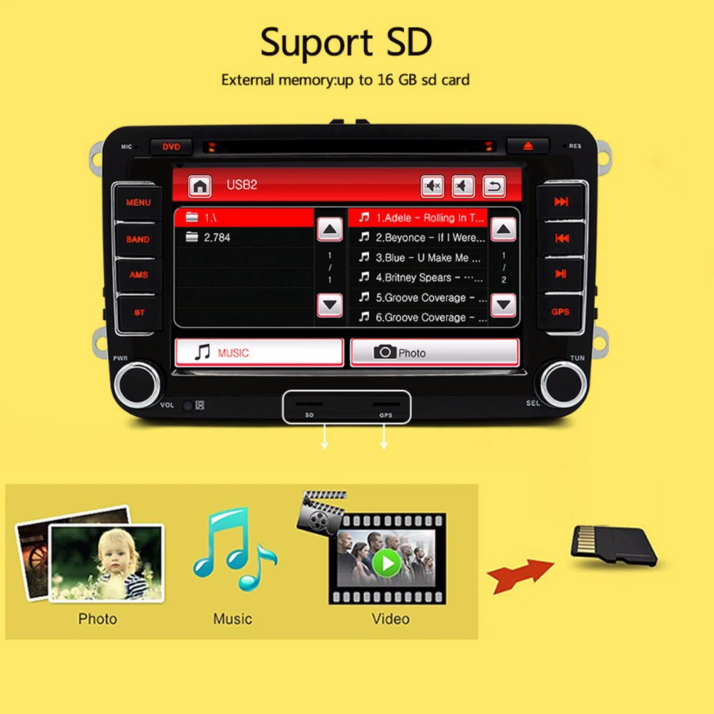 Junsun 7 &quotДвойной Дин GPS DVD Радио-Плеер Для VW/Volkswagen/Passat/GOLF/Skoda/Seat Gps Аудио Сенсорный