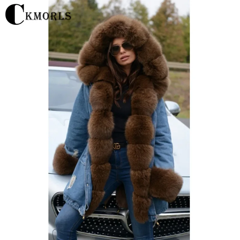 CKMORLS/Новинка парки из натурального Лисьего меха с натуральным лисьим меховым