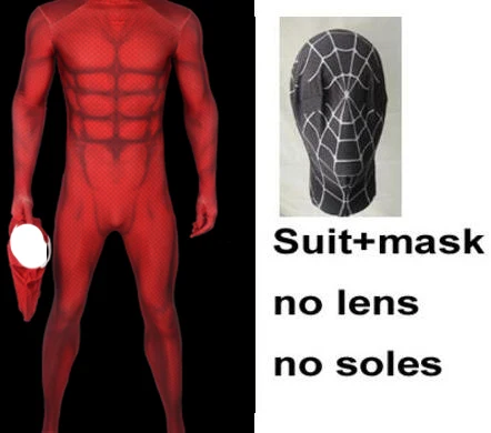 suit no eyes no sole Герой Catcher высокое качество Скарлет человек паук косплей костюм мышечный оттенок скалетт человек паук костюм полный тело зентай костюм - Цвет: suit no eyes no sole