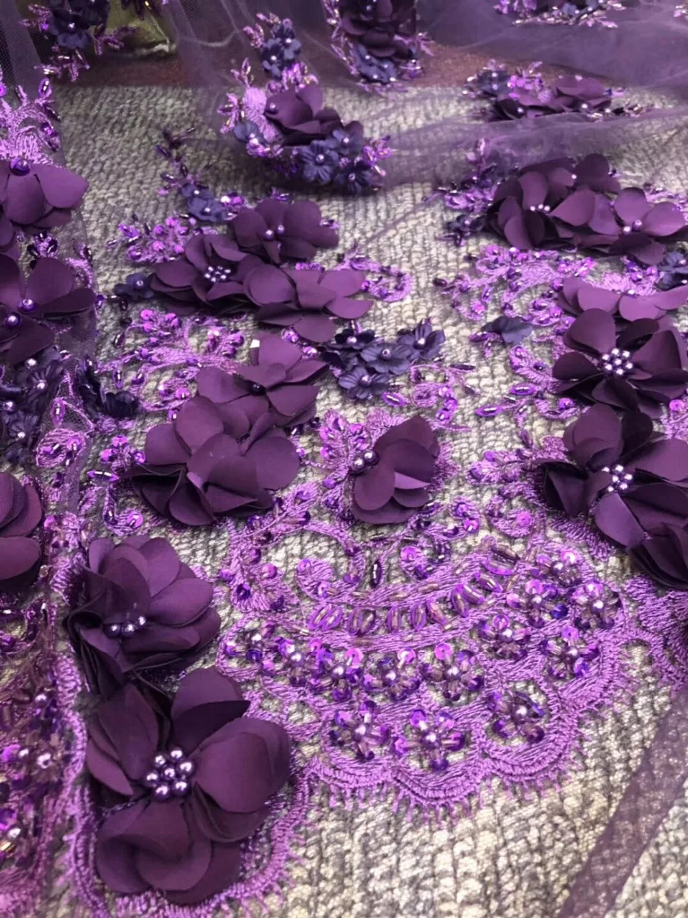 

2018 new arrival African lace fabric beads french tulle lace fabric 2018 latest arrival hot sale 5 yards for dress ZLN07