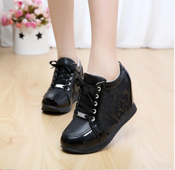 Women Black White autumn boots Hidden 