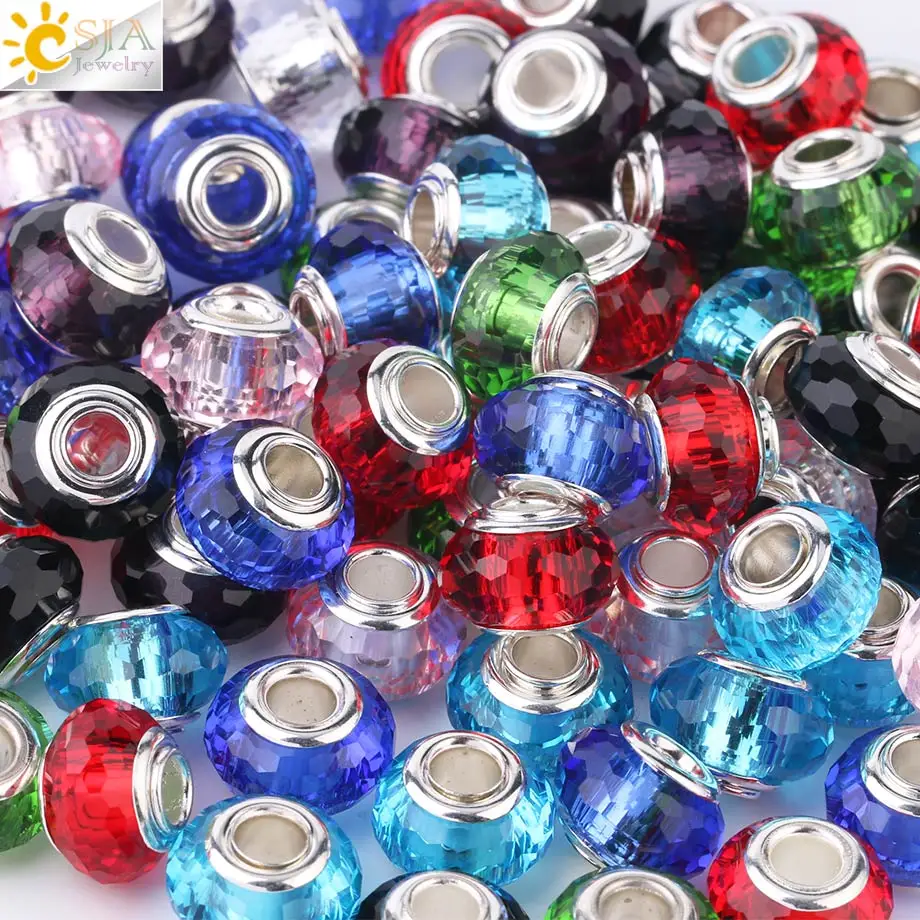 Многогранные стеклянные шарики CSJA с большим отверстием из муранского стекла