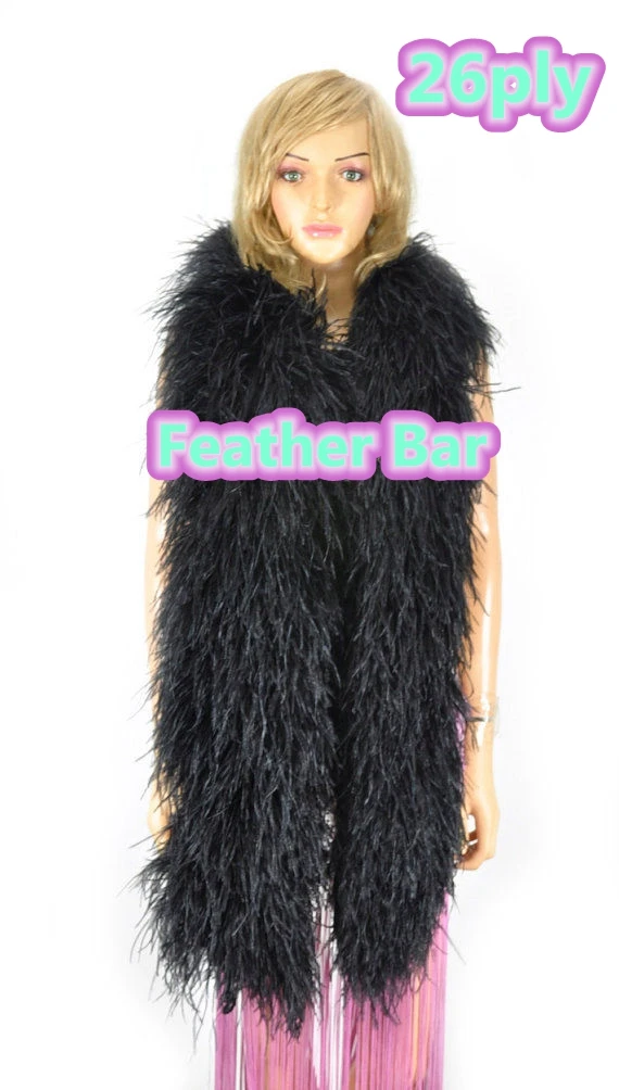 Роскошный черный костюм боа с перьями страуса длина 2 метра 10 м/лот Бесплатная