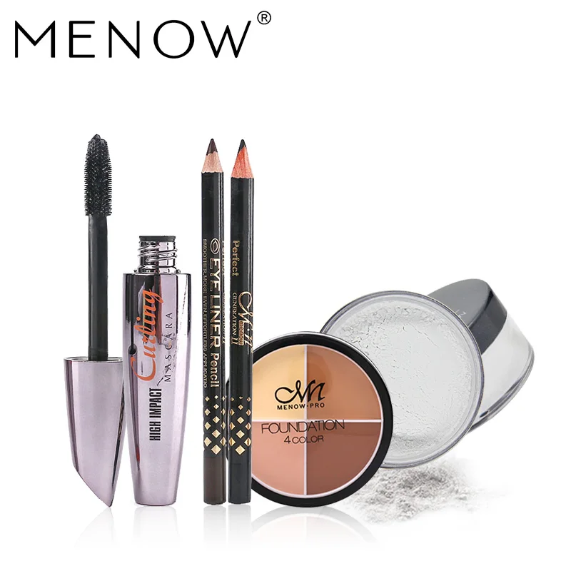 Menow бренд Make Up Set Прозрачный управления масло дышащий порошок 24 ЧАСА прочного и 4