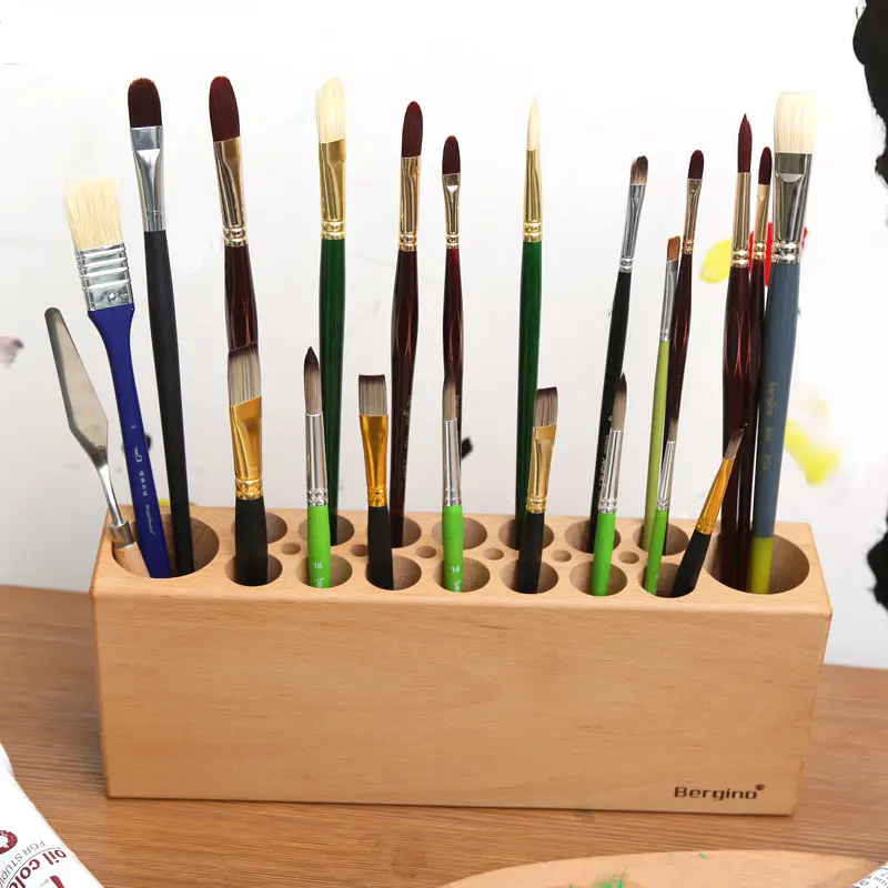 22 Отверстия Деревянная ваза для ручек держатель карандашей кистей макияжа