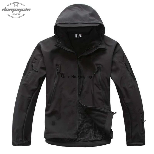 black jacket Уличные спортивные армейские тактические куртки Военная Униформа водонепроницаемая охотничья походная куртка и брюки армейская верхняя одежда ветровка - Цвет: black jacket