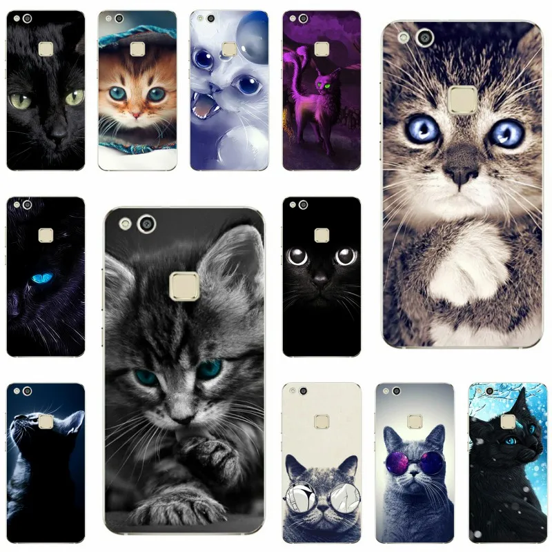 Черный чехол с кошачьими глазами мягкий силиконовый из ТПУ для телефона Huawei Mate 9 10