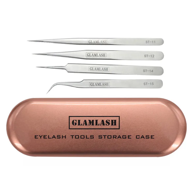 Rose Gold ST GLAMLASH хранения контейнер из нержавеющей стали ST-11 ST-12 ST-14 ST-15 Пинцет Ящик Контейнер для пинцет Макияж инструмент 5 в 1 - Цвет: Rose Gold ST