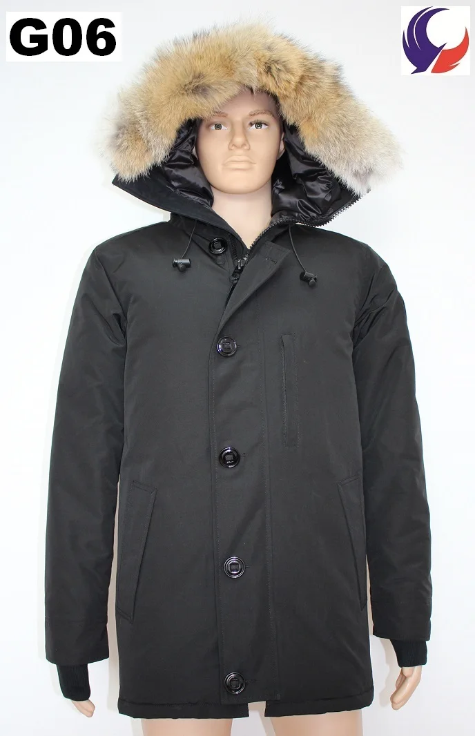 Black(black label) Бренд MANASEAMON, мужское зимнее пуховое пальто, нестареющий стиль, куртка, съемная, настоящий Койот, меховой воротник, гусиный пух, Chateau Parka G06 - Цвет: Black(black label)