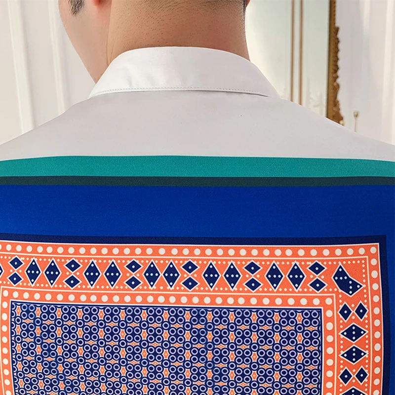 Мужская приталенная рубашка Camisa Xadrez модная брендовая с длинным рукавом и принтом