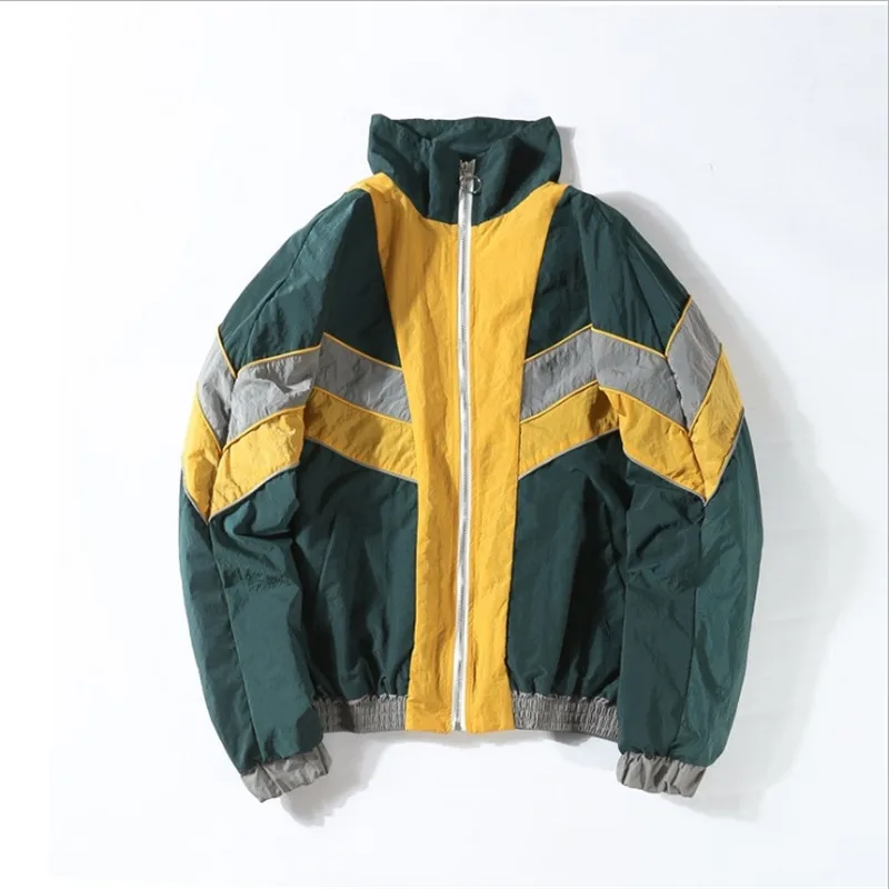 

Autumn Hip Hop Streetwear Neutral Casual Men Jackets Clothes Vintage Multicolor Color Block Patchwork Windbreaker Jackets