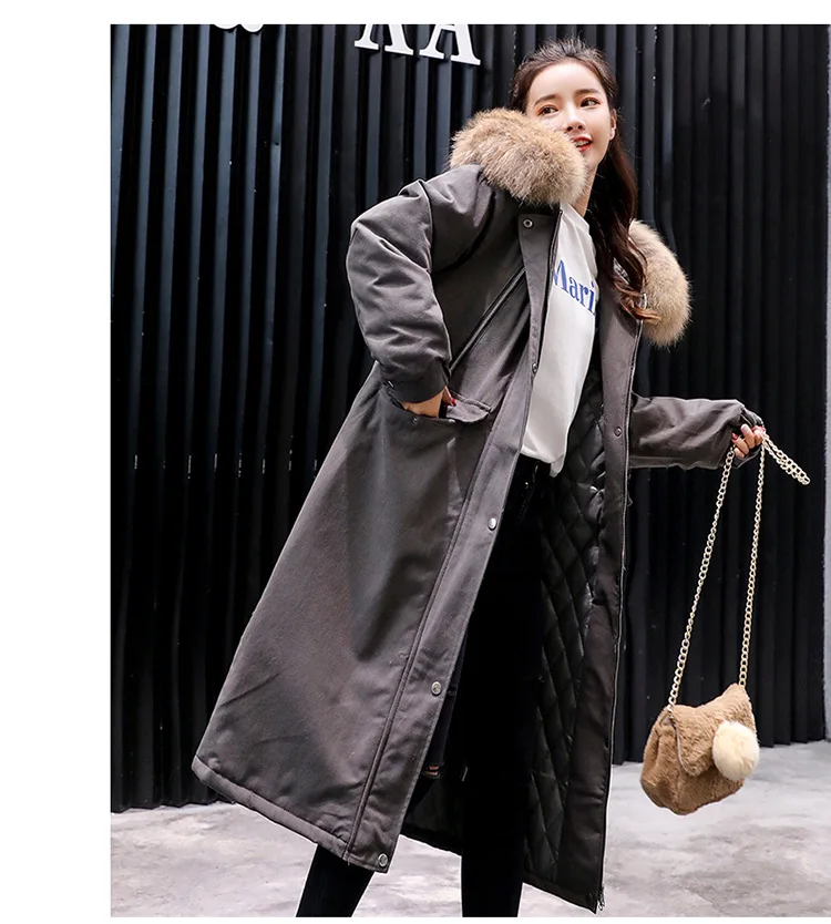Hot sale hooded down cotton women's wear cotton pants knee length thickened cotton padded jacket 865