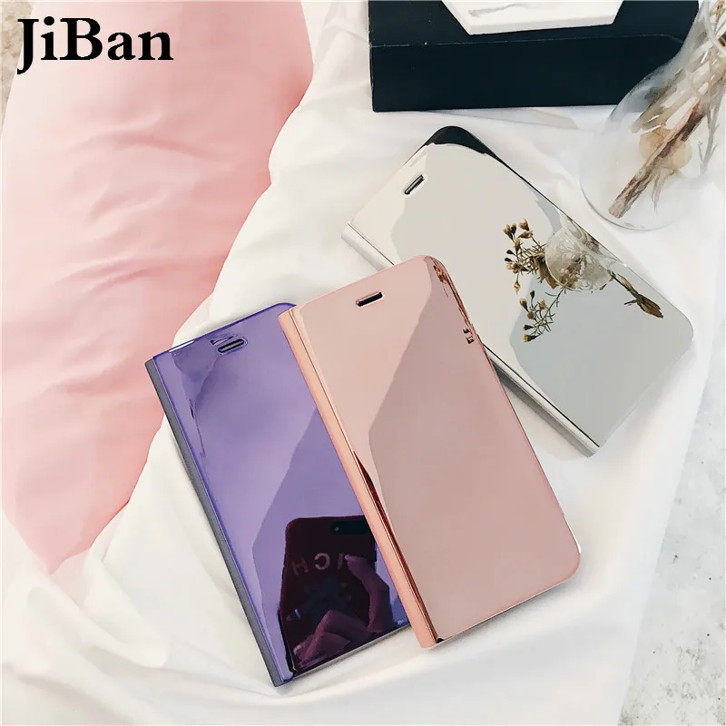 JiBan для iphone X роскошные прозрачные зеркальные смарт Чехлы бизнес ультра тонкий