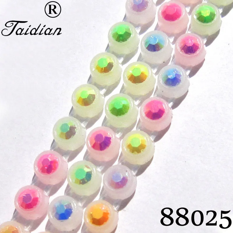 Светящиеся в темноте SS8 горный хрусталь полосы Неон AB отделкой стразами для