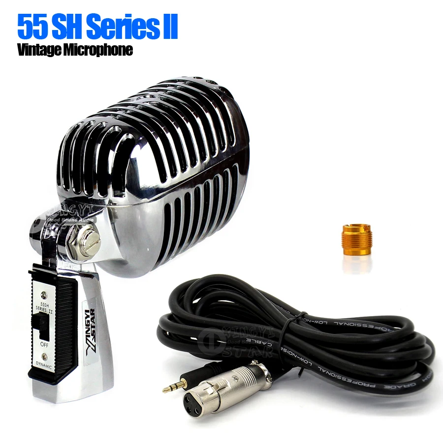 Проводной профессиональный металлический динамический винтажный микрофон