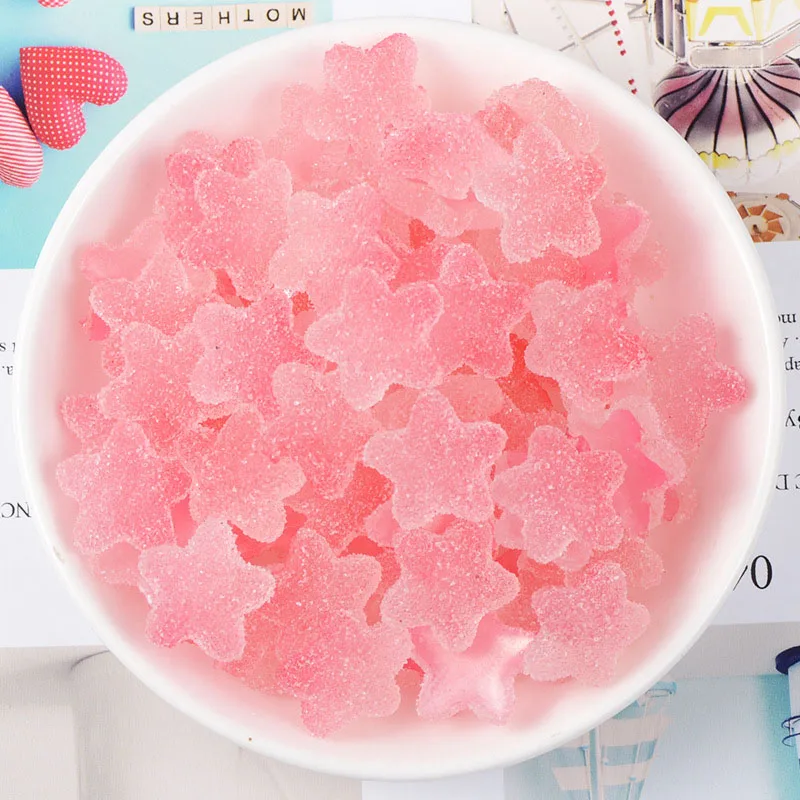 Gradient rose red 20 шт./лот, имитация кабошона, кабошоны из смолы с плоской задней поверхностью, Искусственные пищевые кабошоны в форме звезды, кабошоны с плоской задней поверхностью, самодельные Украшения для скрапбукинга - Цвет: Gradient rose red
