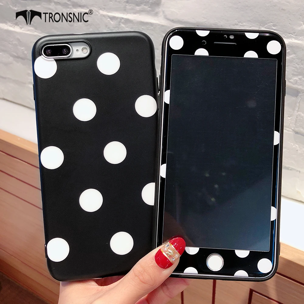 Tronsnic чехол для телефона в горошек iPhone X Мягкая розовая черная белая пленка из