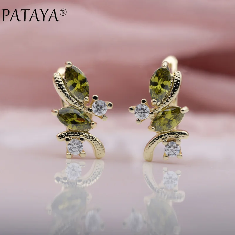 Висячие серьги PATAYA из розового золота 585 пробы с инкрустацией натурального