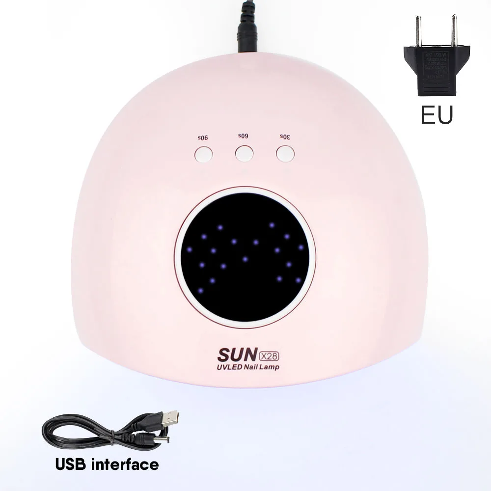 Маникюрная лампа для ногтей Uv Led 24 Вт Портативная Usb 12 светодиодов лампа для сушки ногтей лак для ногтей сушилка для гель-лака оборудование для лака - Цвет: pink eu no lcd