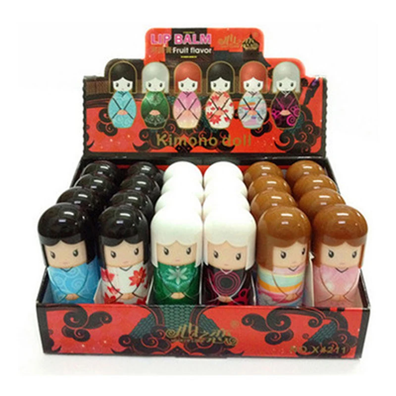 

24Pcs/Box Lip Balm Lovely Doll Baby Lips Fruit Moisturizing Nourish Lipbalm Care baume a levre Beauty Kawaii Lip Skin Care
