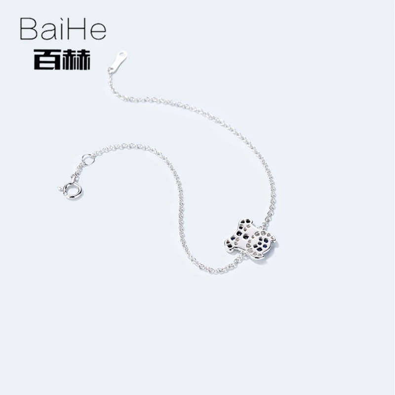 BAIHE Solid 14 K белое золото 0.08ct Сертифицированный H/SI натуральные бриллианты юбилей женские модные ювелирные изделия Уникальный браслет