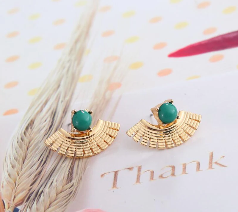Jisensp Vintage Boho Big Fan Earrings Women Fashion Jewelry pendientes Geometric Statement Stone Ear Jacket Wholesale | Украшения и