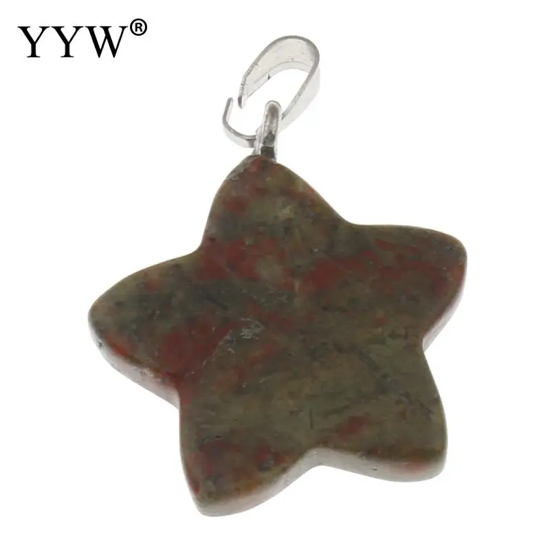unakite YYW подвески из натурального камня, кварца, ювелирные изделия, сделай сам, звезда, болтается, малахит, авантюрин, морской опал, роза, фиолетовый кристалл, камень, подвески - Окраска металла: unakite
