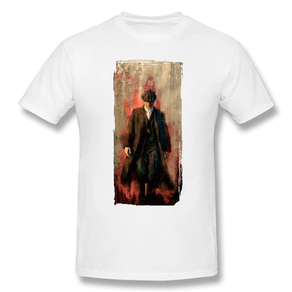 Футболка Peaky Blinders, футболка Peaky Blinders, 4xl, 100 хлопок, футболка с коротким рукавом, Классическая, мужская, графическая, Милая футболка - Цвет: White