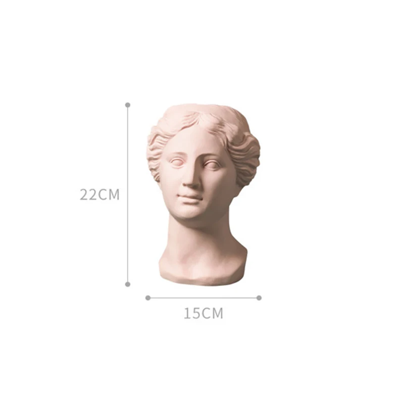 Nordic Sculpture Fairytale Beauty Portrait Goddess Face Flower Arrangement Flowerpot Vase Head Rough Beautiful Home Decor Pot - Цвет: Pink