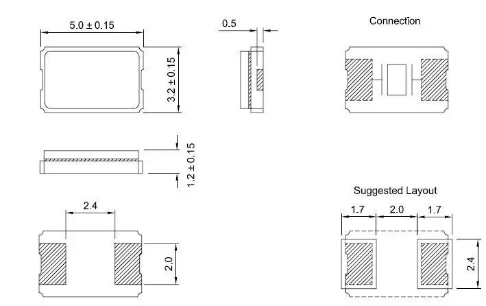 

100pcs/lot 12MHZ 5032 2P 12M crystal oscillator chip passive passive 5X3.2MM 2 feet