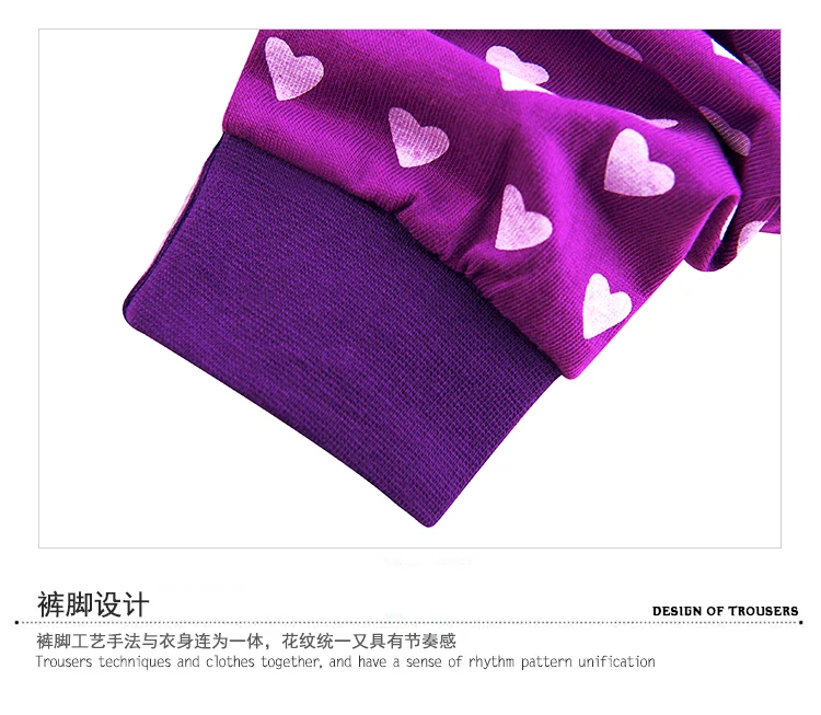 Хлопковые пижамы для девочек фиолетовые топы с длинными рукавами и принтом +