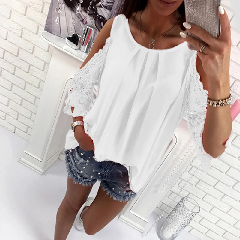 Женская блузка с открытыми плечами Bigsweety модные женские топы летние рубашки хит