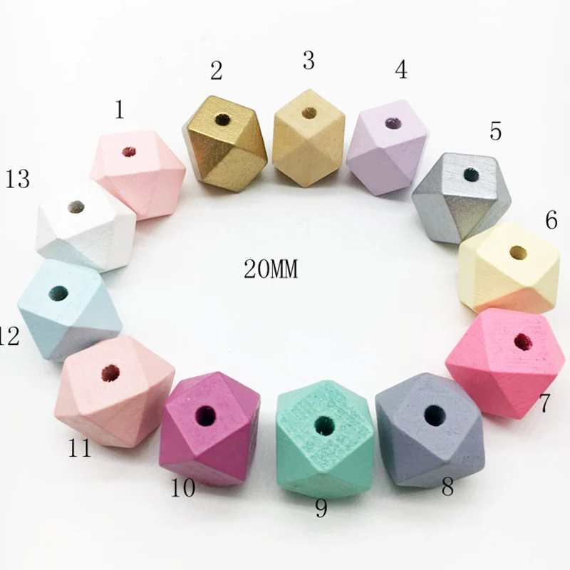 

100PCS/lot 15/20mm Geometric Colorful wood beads Handicraft DIY for clothes party decoration Jewelry Necklace making accessories