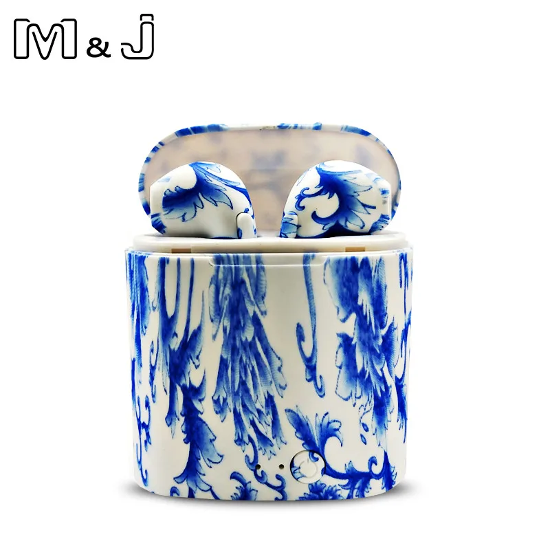 Синий M& J I7S TWS камуфляжные наушники, беспроводные Bluetooth Двойные наушники, наушники для близнецов, стереогарнитура для всех мобильных телефонов с Bluetooth - Цвет: Синий