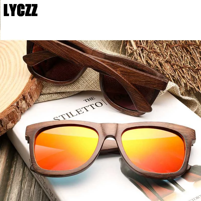 LYCZZ Винтаж деревянные поляризованные солнцезащитные очки для мужчин