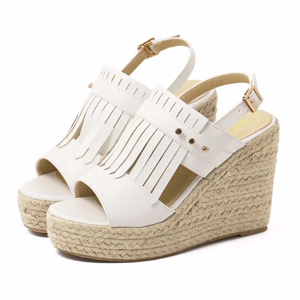 Босоножки женские однотонные на танкетке Размер 35|wedge sandals|womens wedge sandalsfish mouth |